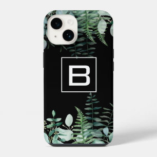 Eukalyptus Grünwald Farne Monogramm schwarz iPhone 14 Hülle