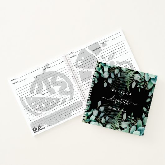 Eukalyptus-Grünwald-Schwarz Notizblock (Innenseite)