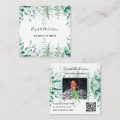 Eukalyptus-Grünwaldfarne Foto QR-Code Quadratische Visitenkarte (Vorne/Hinten)