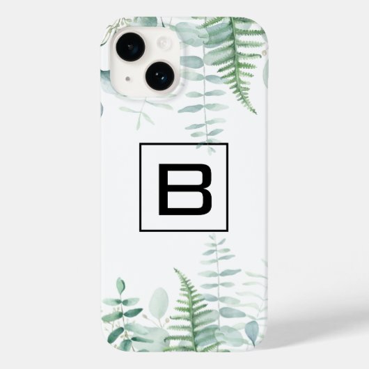 Eukalyptus-Grünwaldfarne Monogramm Case-Mate iPhone Hülle (Rückseite)