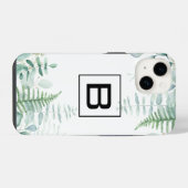 Eukalyptus-Grünwaldfarne Monogramm iPhone Hülle (Rückseite (Horizontal))