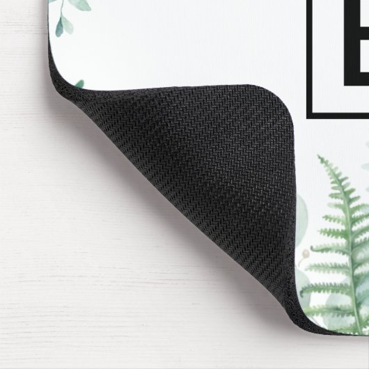 Eukalyptus-Grünwaldfarne Monogramm Mousepad (Ecke)