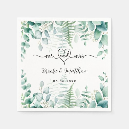 Eukalyptus-Grünwaldfarne Serviette (Vorderseite)