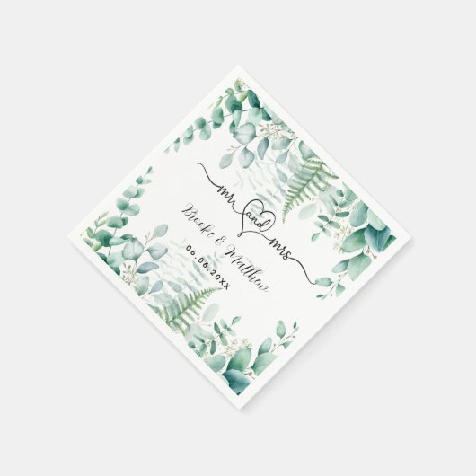 Eukalyptus-Grünwaldfarne Serviette (Ecke)