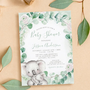 Eukalyptus Grünzeug Florales Koala-Baby-Shower Einladung
