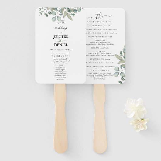 Eukalyptus-Grünzeug-Hochzeit Fächer (Vorne und Hinten)