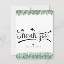 Eukalyptus-Grünzeug-Hochzeit Flache Dankeskarte