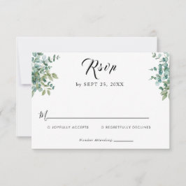Eukalyptus-Grünzeug-Hochzeit RSVP Karte