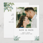 Eukalyptus-Grünzeug-Hochzeit Save The Date (Vorne/Hinten)
