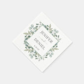 Eukalyptus-Grünzeug-Hochzeit Serviette (Ecke)