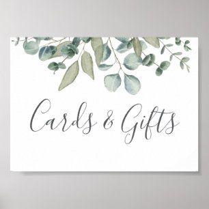Eukalyptus-Grünzeug-Hochzeitskarten und Geschenke Poster