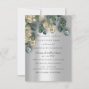 Eukalyptus Grünzeug Silber Gold Glitter Folien Einladung