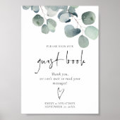 Eukalyptus Guest Book Printable Wedding Sign Poster (Vorne)