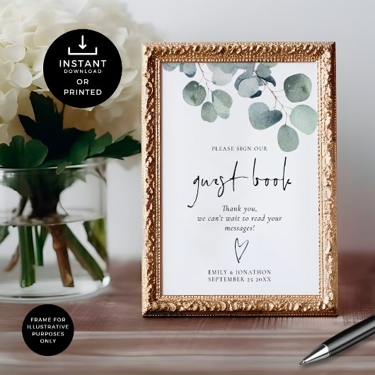 Eukalyptus Guest Book Printable Wedding Sign Poster