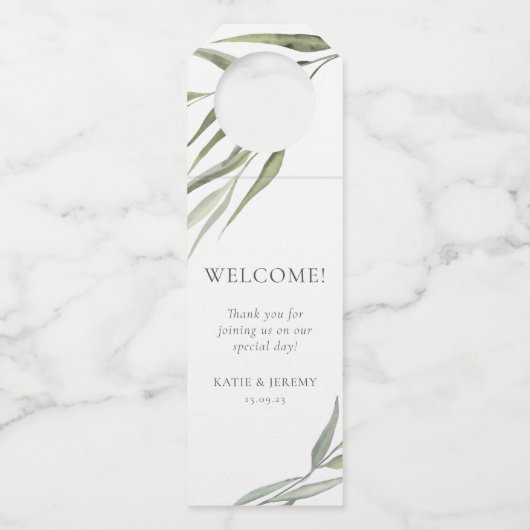 Eukalyptus Gum Blätter Greenery Flaschenanhänger (Vorderseite)