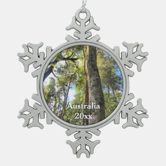 Eukalyptus Gum Trees Schneeflocken Zinn-Ornament (Vorderseite)