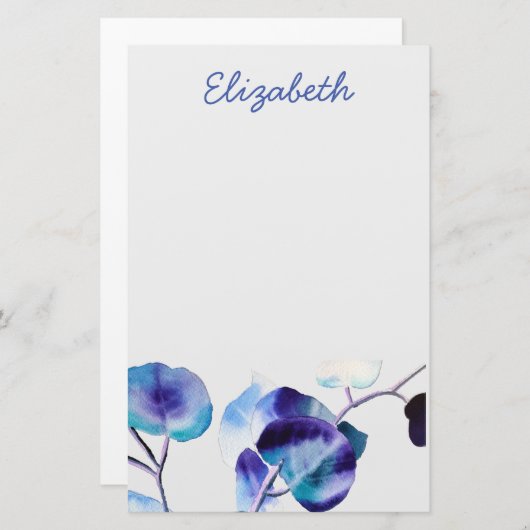 Eukalyptus Gum Verlasse Aquarellkunst Briefpapier (Vorne/Hinten)