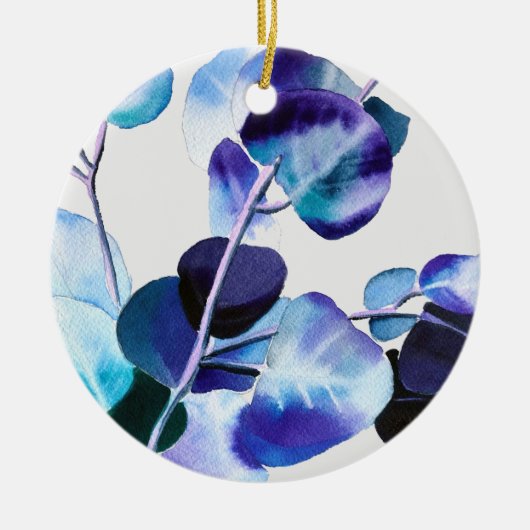 Eukalyptus Gum Verlasse Aquarellkunst Keramik Ornament (Vorne)