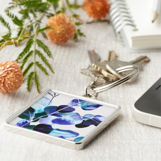 Eukalyptus Gum Verlasse Aquarellkunst Schlüsselanhänger (Seite)