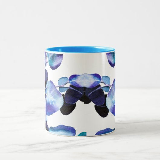 Eukalyptus Gum Verlasse Aquarellkunst Zweifarbige Tasse (Mittel)