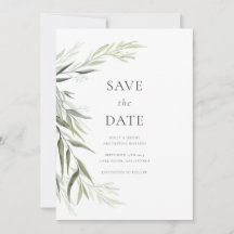 Eukalyptus-Gummi-Blätter Grünes Save-the-Date-Moti