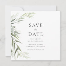Eukalyptus-Gummi-Blätter Grünes Save-the-Date-Moti