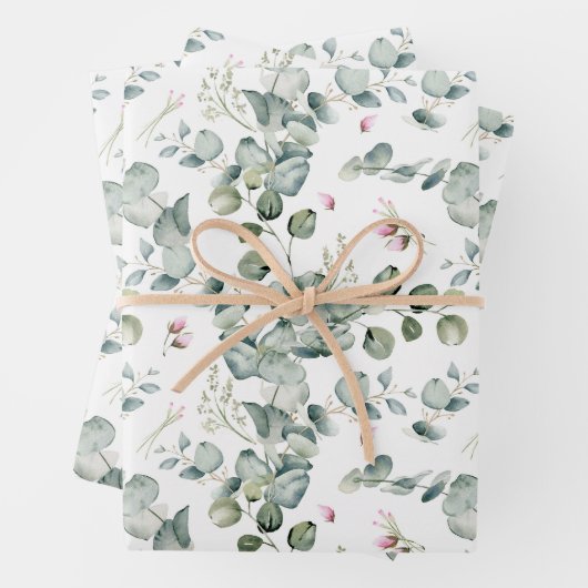 Eukalyptus-Halbblutzweige und -Blume Geschenkpapier Set (Beispiel)