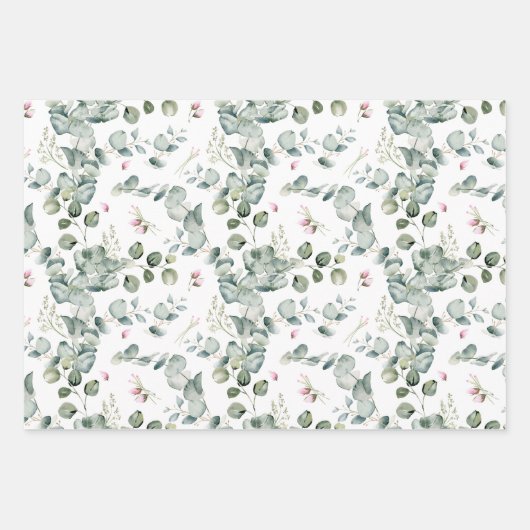Eukalyptus-Halbblutzweige und -Blume Geschenkpapier Set (Vorderseite)