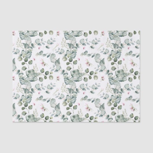 Eukalyptus-Halbblutzweige und -Blume Seidenpapier (Vorderseite)