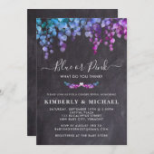 Eukalyptus-Halbpension Gender Reveal Blue Pink Bab Einladung (Vorne/Hinten)