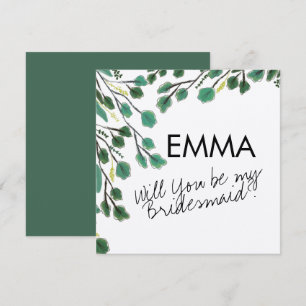 Eukalyptus Hand Dragezeichnete Leaf Bridesmaid-Kar Einladung