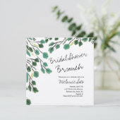 Eukalyptus Hand Drawn Leaf Script-Brautparty Einladung (Stehend Vorderseite)