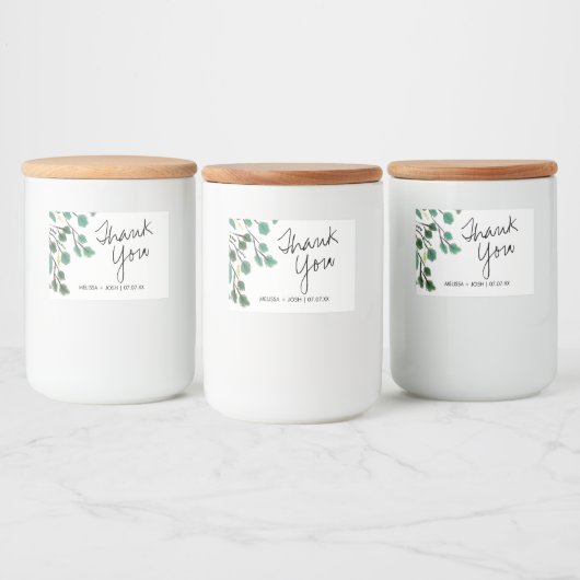 Eukalyptus Hand Drawn Leaf Vielen Dank Lebensmitteletikett (Flaschen)