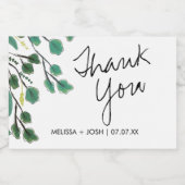 Eukalyptus Hand Drawn Leaf Vielen Dank Lebensmitteletikett (Einzelnes Label)