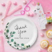 Eukalyptus Hand Drawn Leaf Vielen Dank Pappteller (Party)