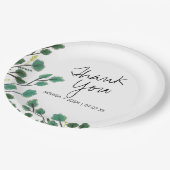 Eukalyptus Hand Drawn Leaf Vielen Dank Pappteller (Schrägansicht)
