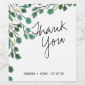 Eukalyptus Hand Drawn Leaf Vielen Dank Weinetikett (Einzelnes Label)