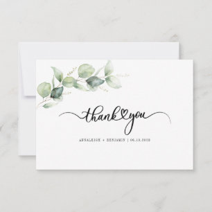 Eukalyptus Hand Lettered Greenery Wedding Dankeskarte