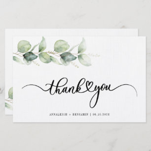 Eukalyptus Hand Lettered Wedding Danke Briefpapier