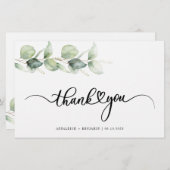 Eukalyptus Hand Lettered Wedding Danke Briefpapier (Vorne/Hinten)