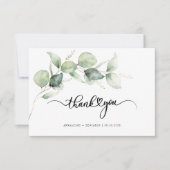 Eukalyptus Hand Lettered Wedding Danke Mitteilungskarte (Vorderseite)