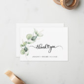 Eukalyptus Hand Lettered Wedding Danke Mitteilungskarte (Vorderseite/Rückseite Beispiel)