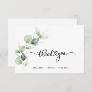 Eukalyptus Hand Lettered Wedding Danke Mitteilungskarte