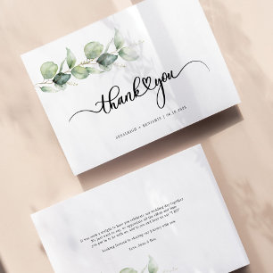 Eukalyptus Hand Lettered Wedding Danke Mitteilungskarte