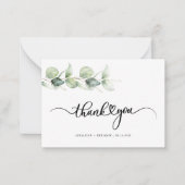 Eukalyptus Hand Lettered Wedding Danke Mitteilungskarte (Vorderseite)