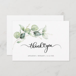 Eukalyptus Hand Lettered Wedding Dankeschön Card Mitteilungskarte