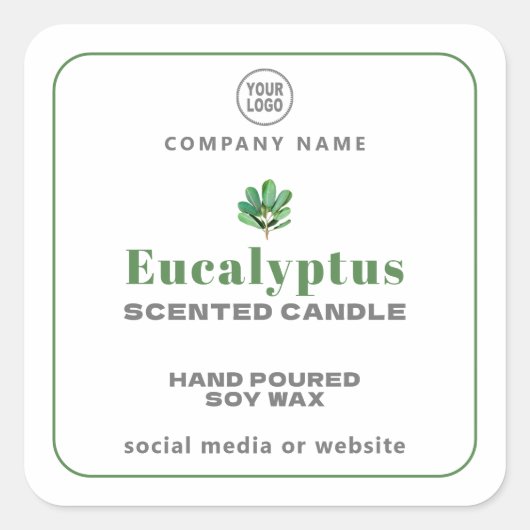 Eukalyptus Handmade Candle Square Sticker (Vorderseite)
