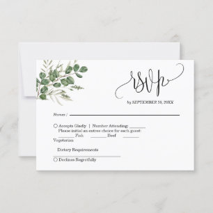 Eukalyptus-Handschriftliche Hochzeits-RSVP  RSVP Karte