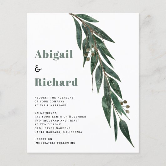 Eukalyptus-Haushalt, QR-UAWG-Hochzeitseinladung (Vorderseite)