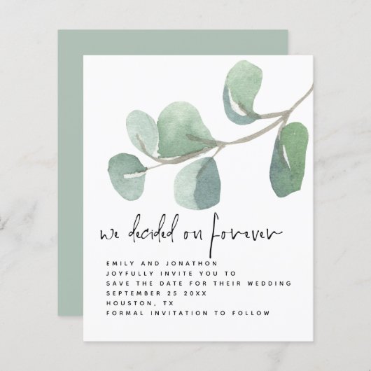 Eukalyptus-Haushalt Save the Date für ewig festgel (Vorne/Hinten)